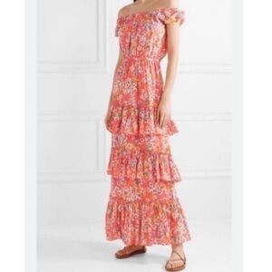 ✅ Eywasouls Dress Inka Maxi Tiered Ruffle in Multi Flower Orange